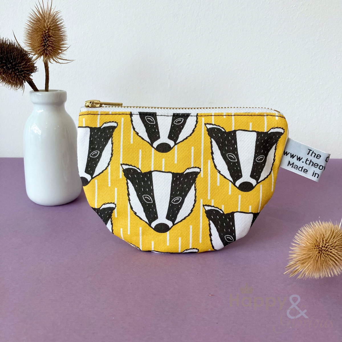 Yellow badger print purse