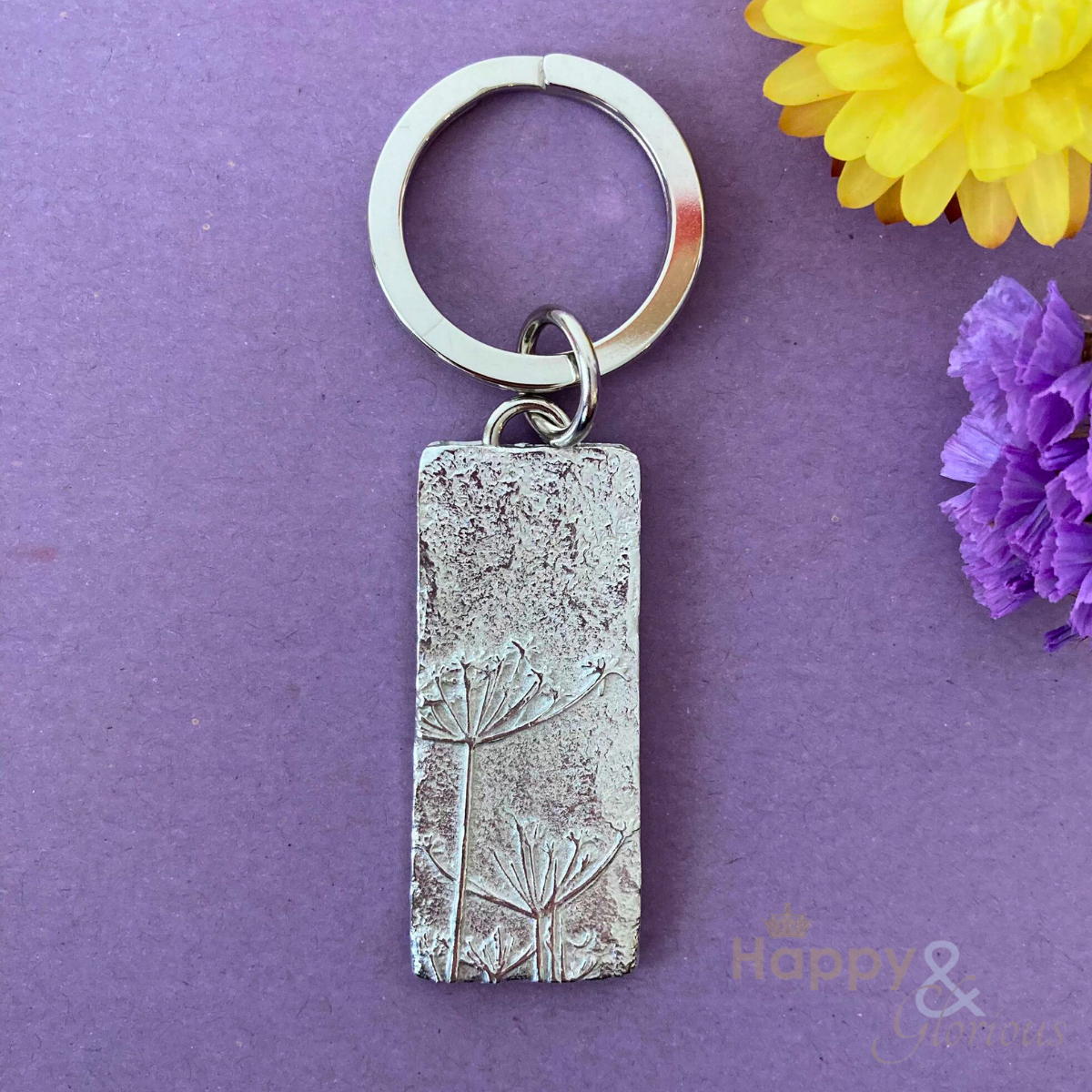 Pewter cow parsley keyring - handmade by Lancaster & Gibbings