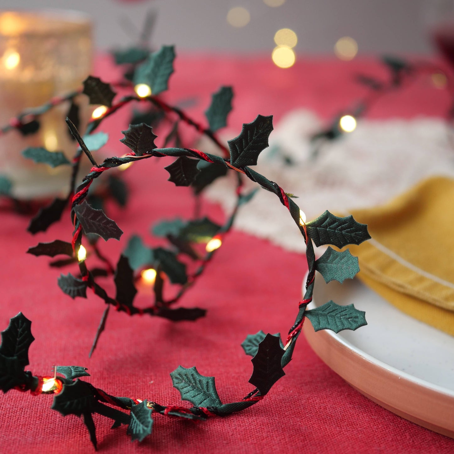 Holly leaf fairy lights