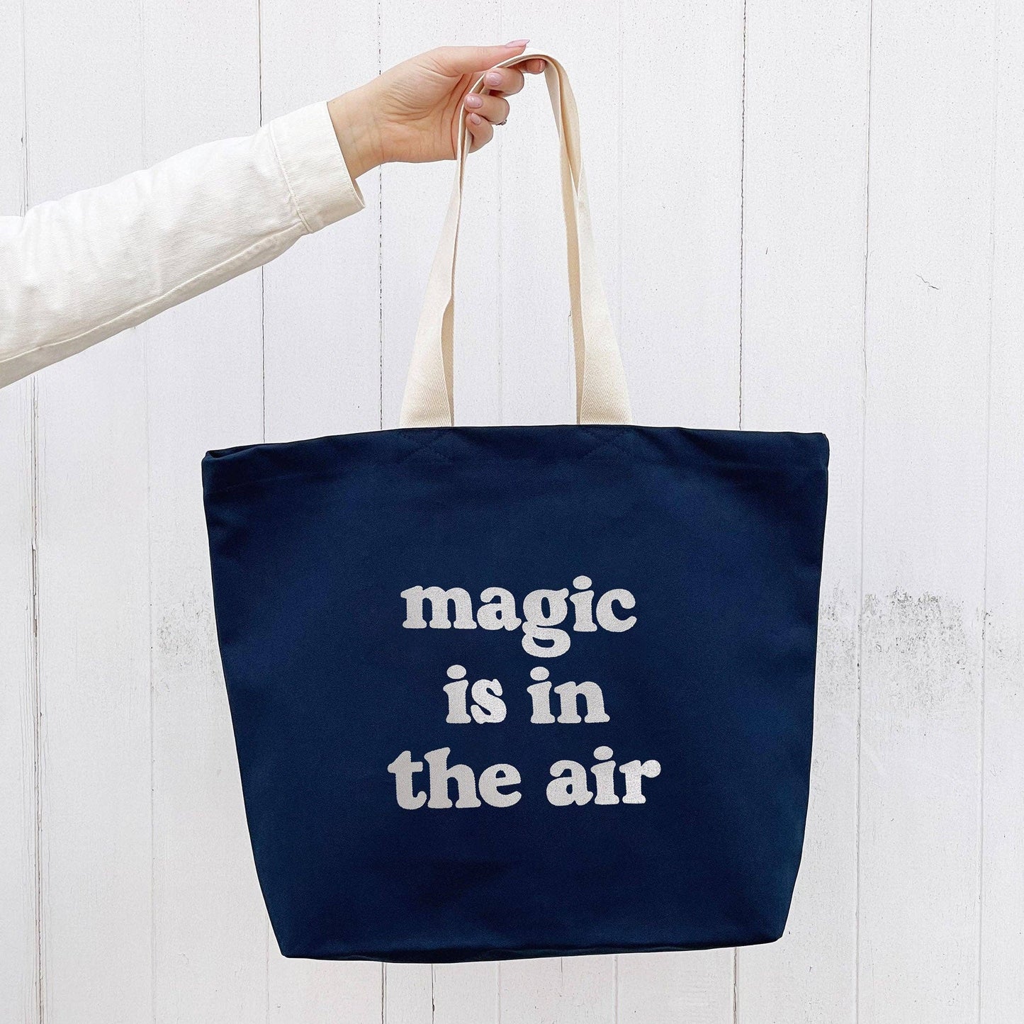 Magic is in the air - midnight blue tote bag