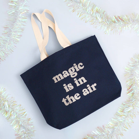 Magic is in the air - midnight blue tote bag