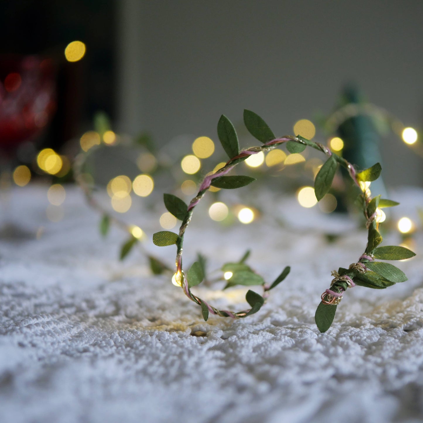 Green leaves fairy lights