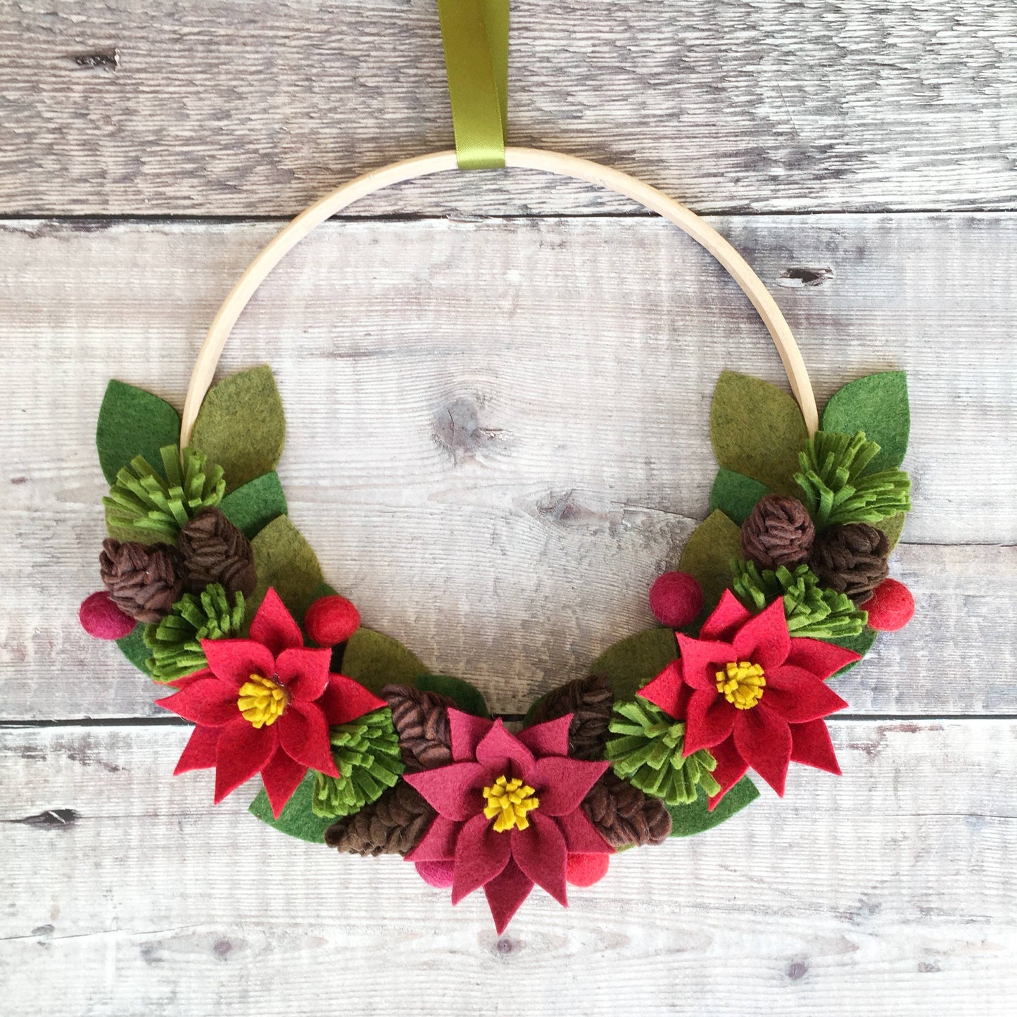 Christmas wreath felt flower making craft kit