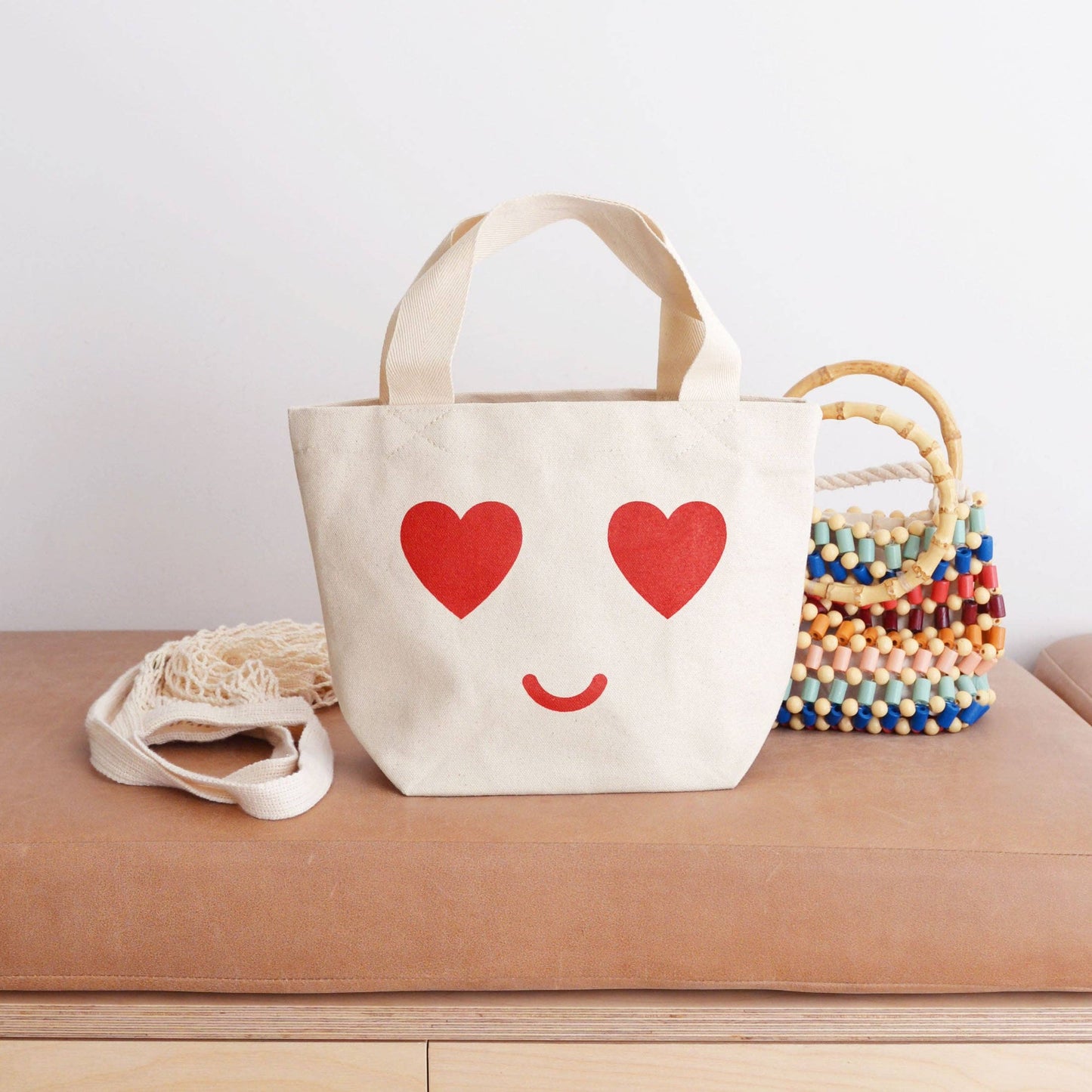 Heart eyes little canvas tote bag