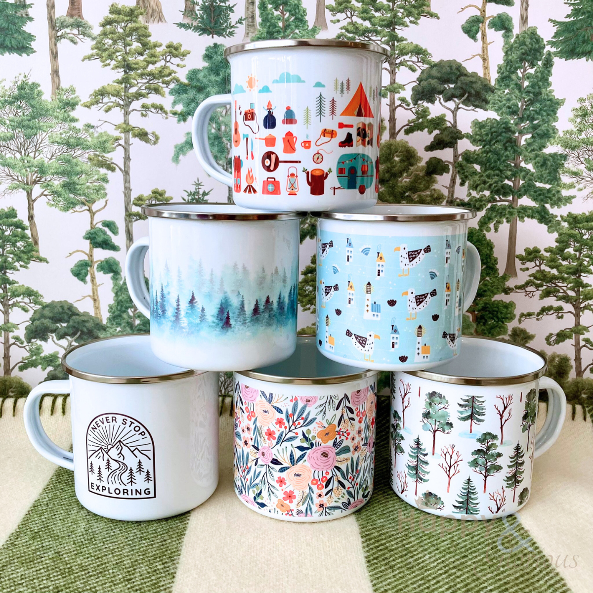 Misty forests enamel outdoor mug