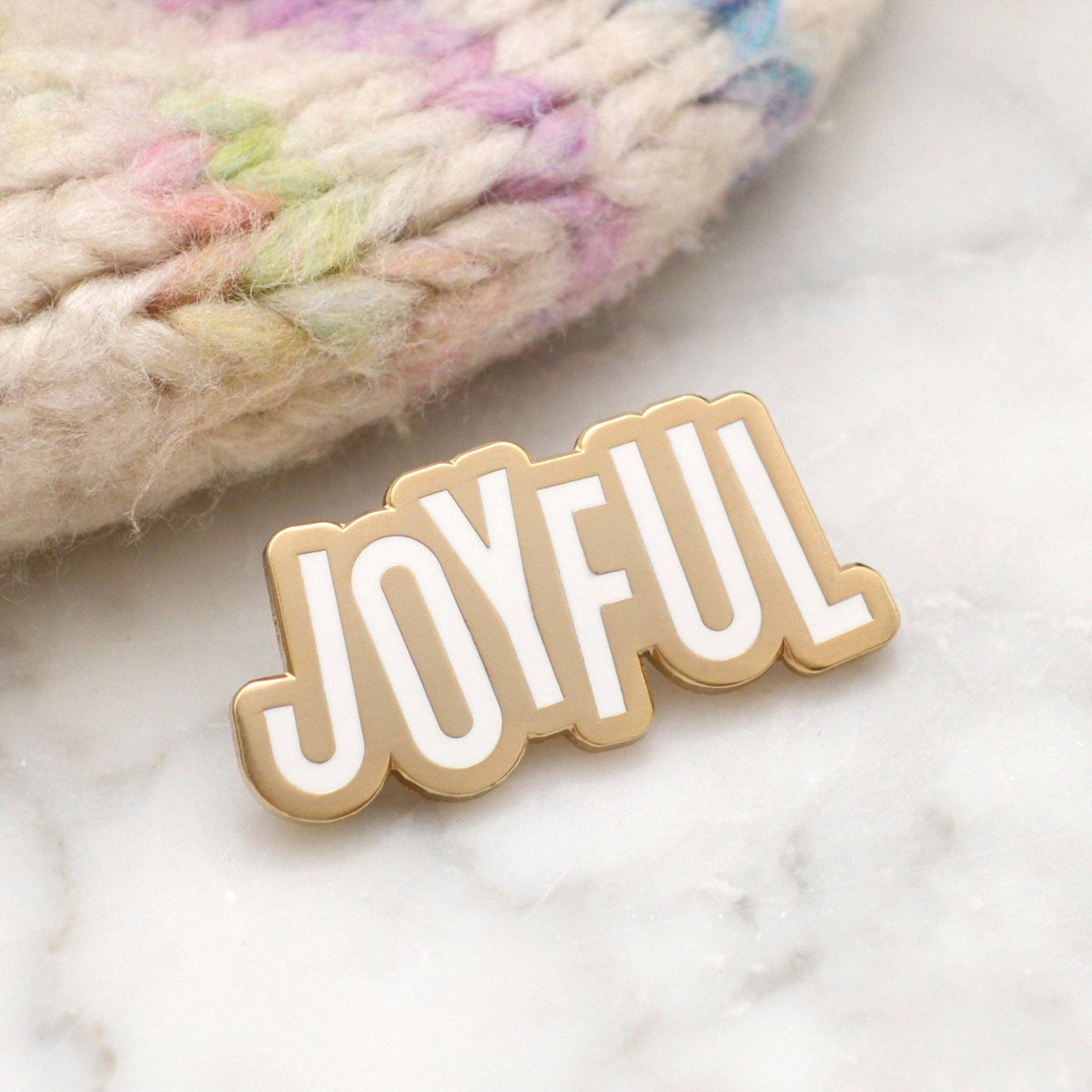 Joyful positive pin badge