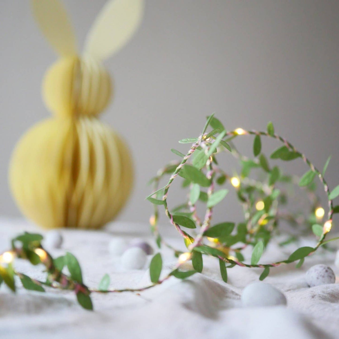 Green leaves fairy lights