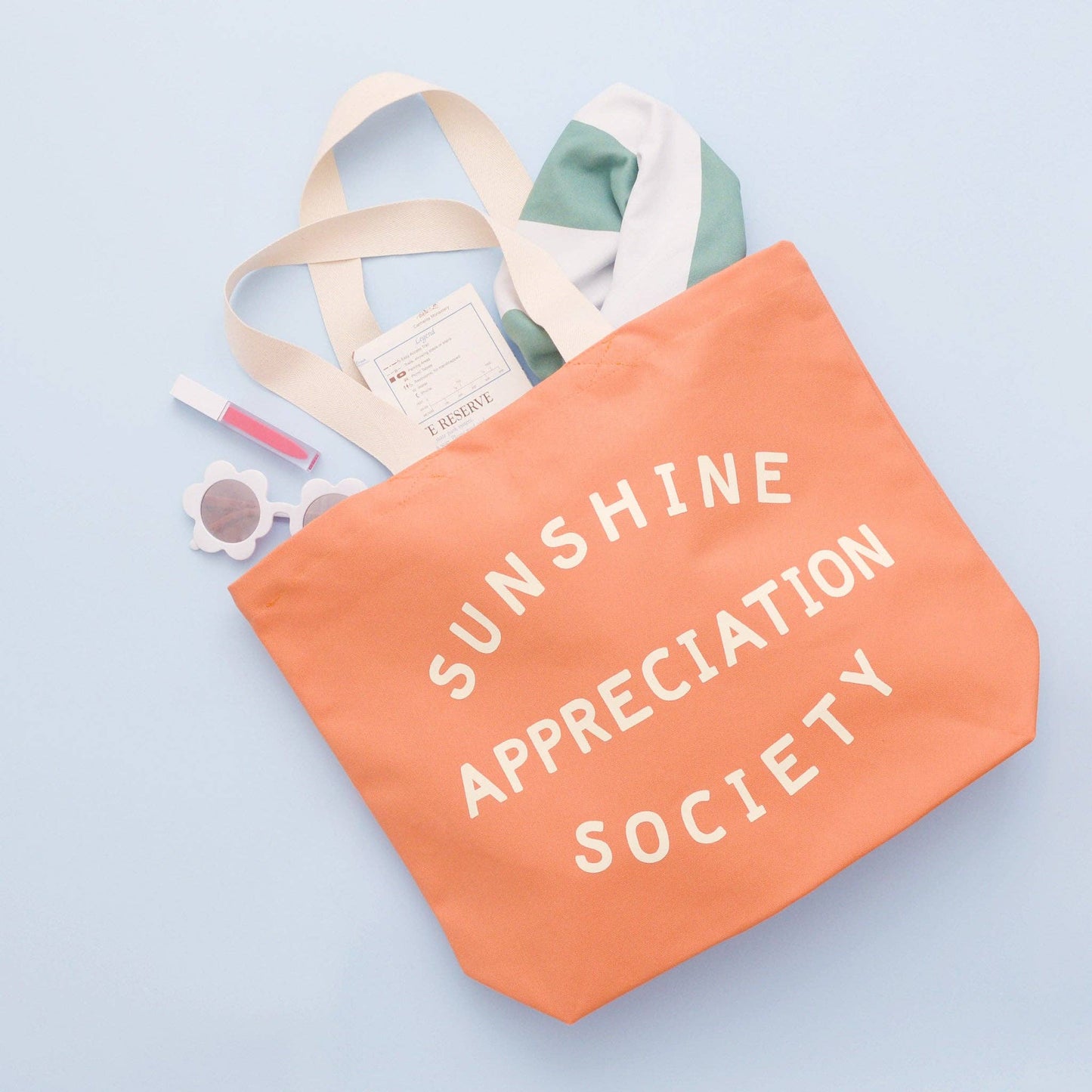 Peach sunshine appreciation society tote bag