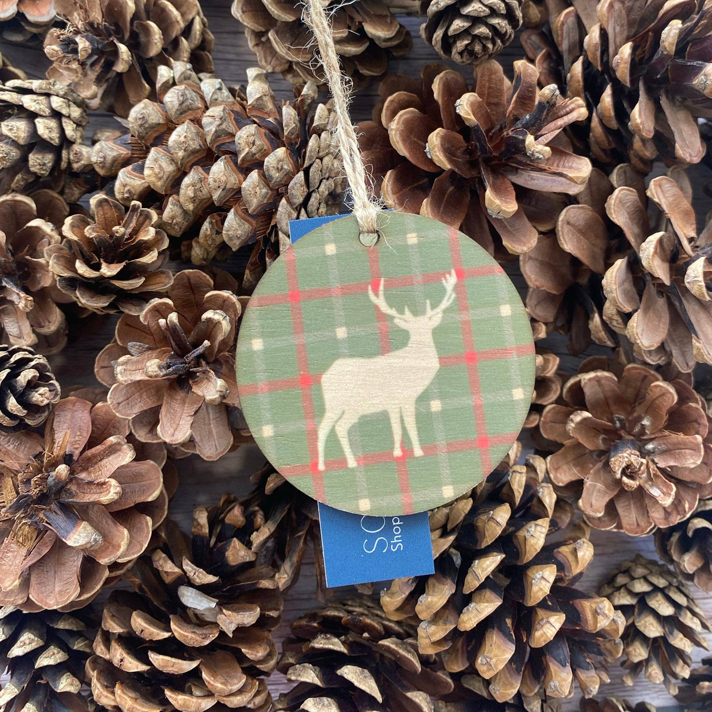 Tartan stag wooden decoration