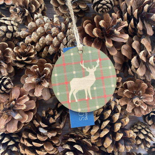 Tartan stag wooden decoration