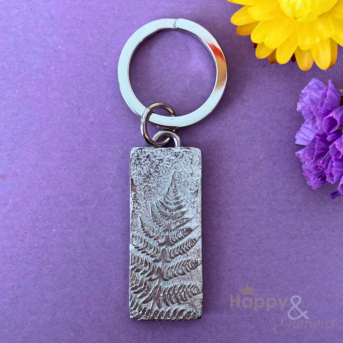 Pewter fern keyring - handmade by Lancaster & Gibbings