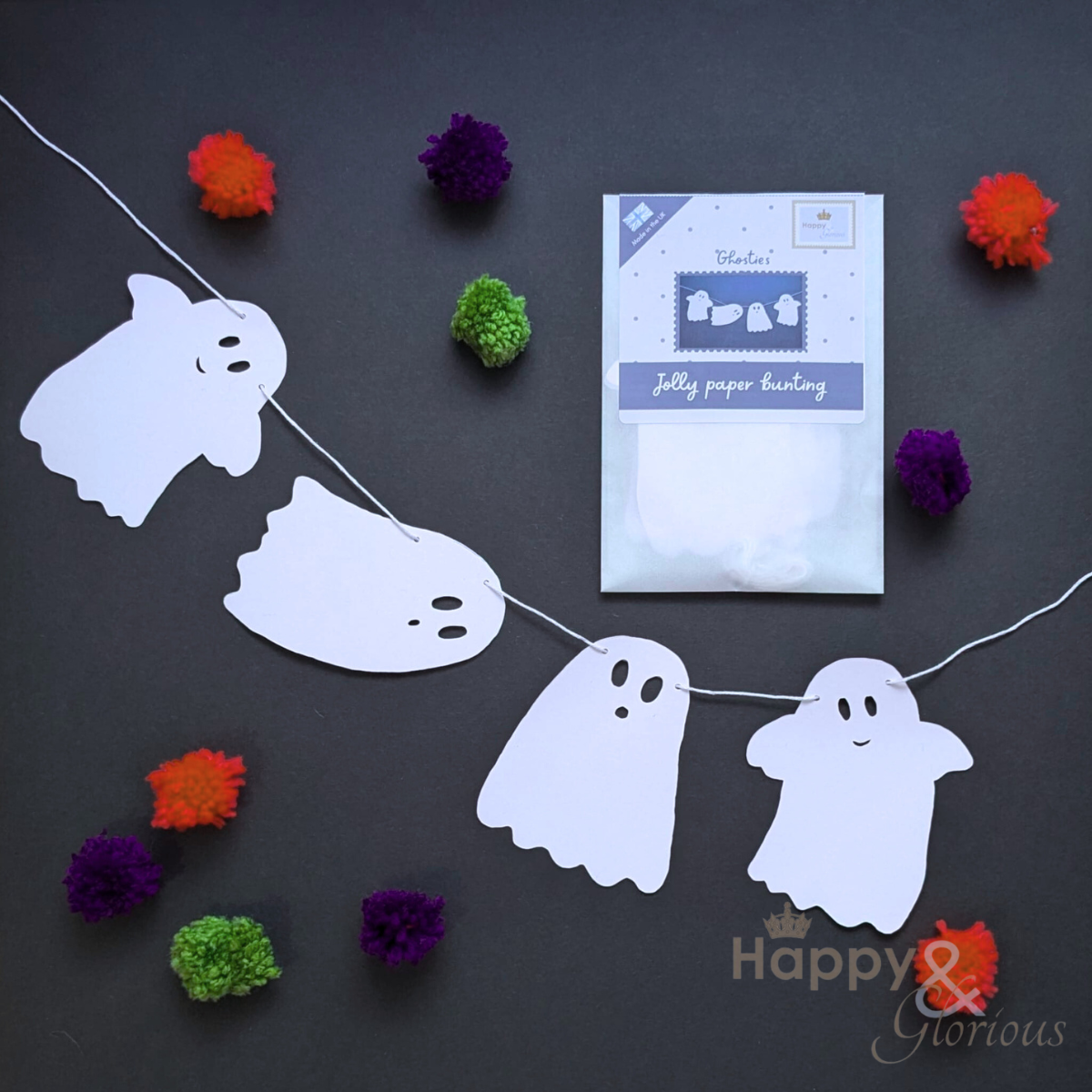 Jolly paper bunting - ghosties