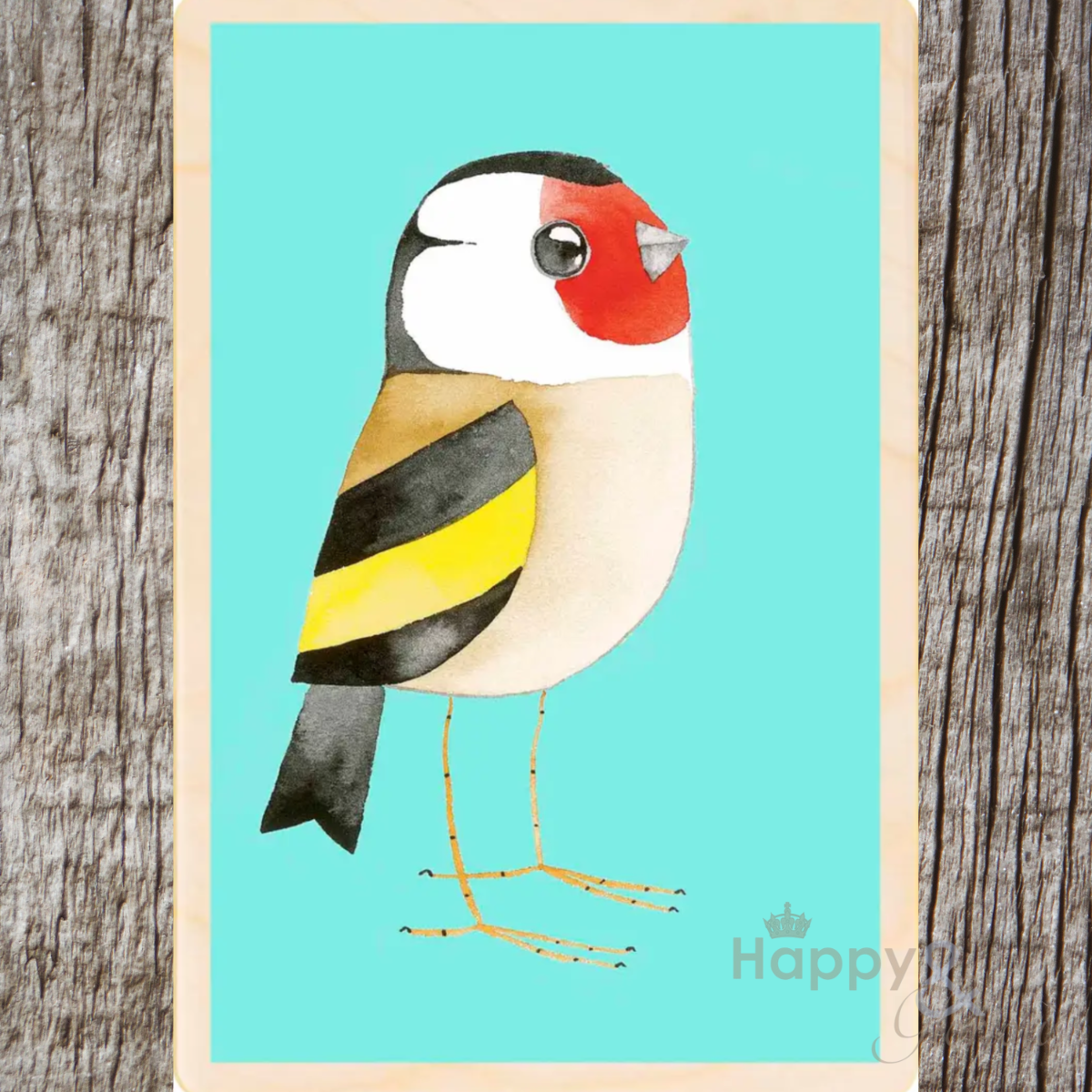 Wooden bird postcard by Matt Sewell