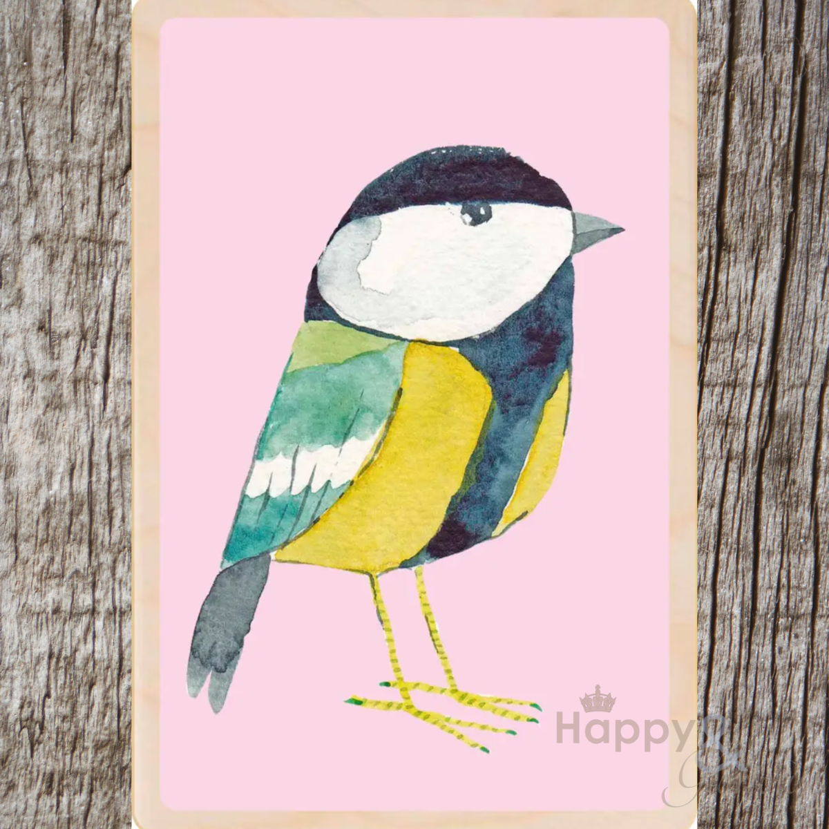 Wooden bird postcard by Matt Sewell