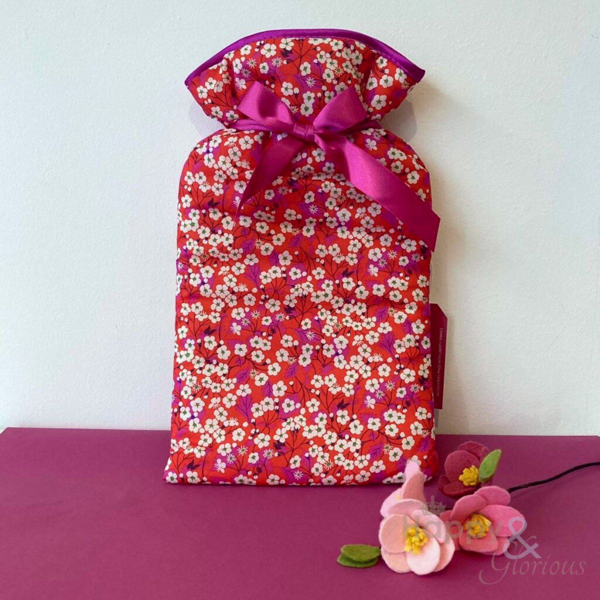 Mitsi Chilli Liberty fabric hot water bottle