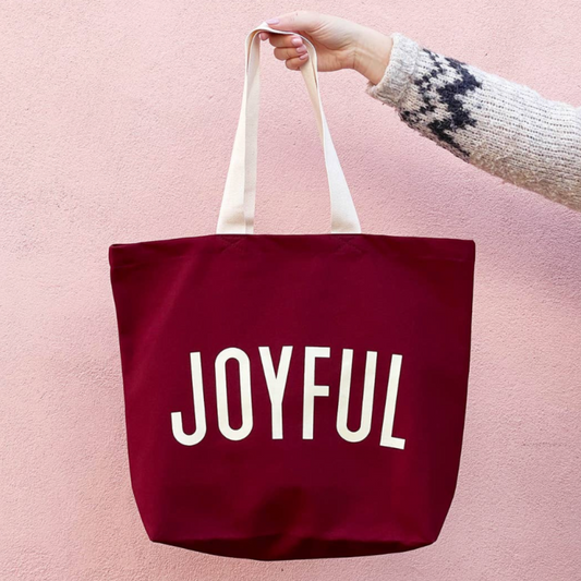 Joyful canvas tote bag