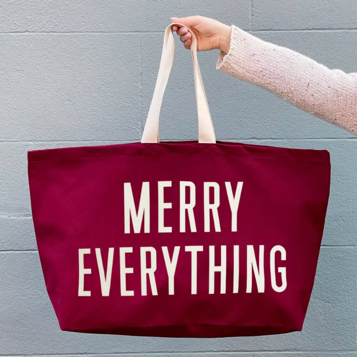 Merry everything huge canvas tote bag