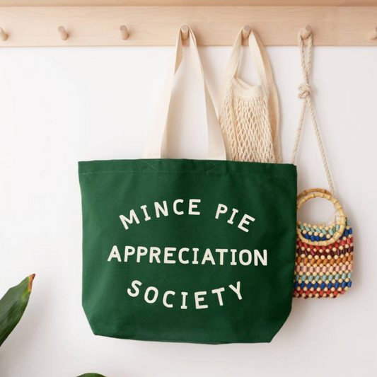 Mince pie appreciation society canvas tote bag - forest green