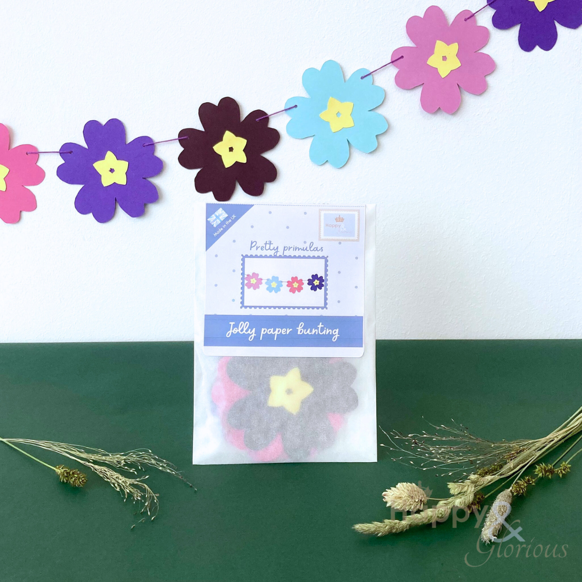 Jolly paper bunting - Pretty primulas