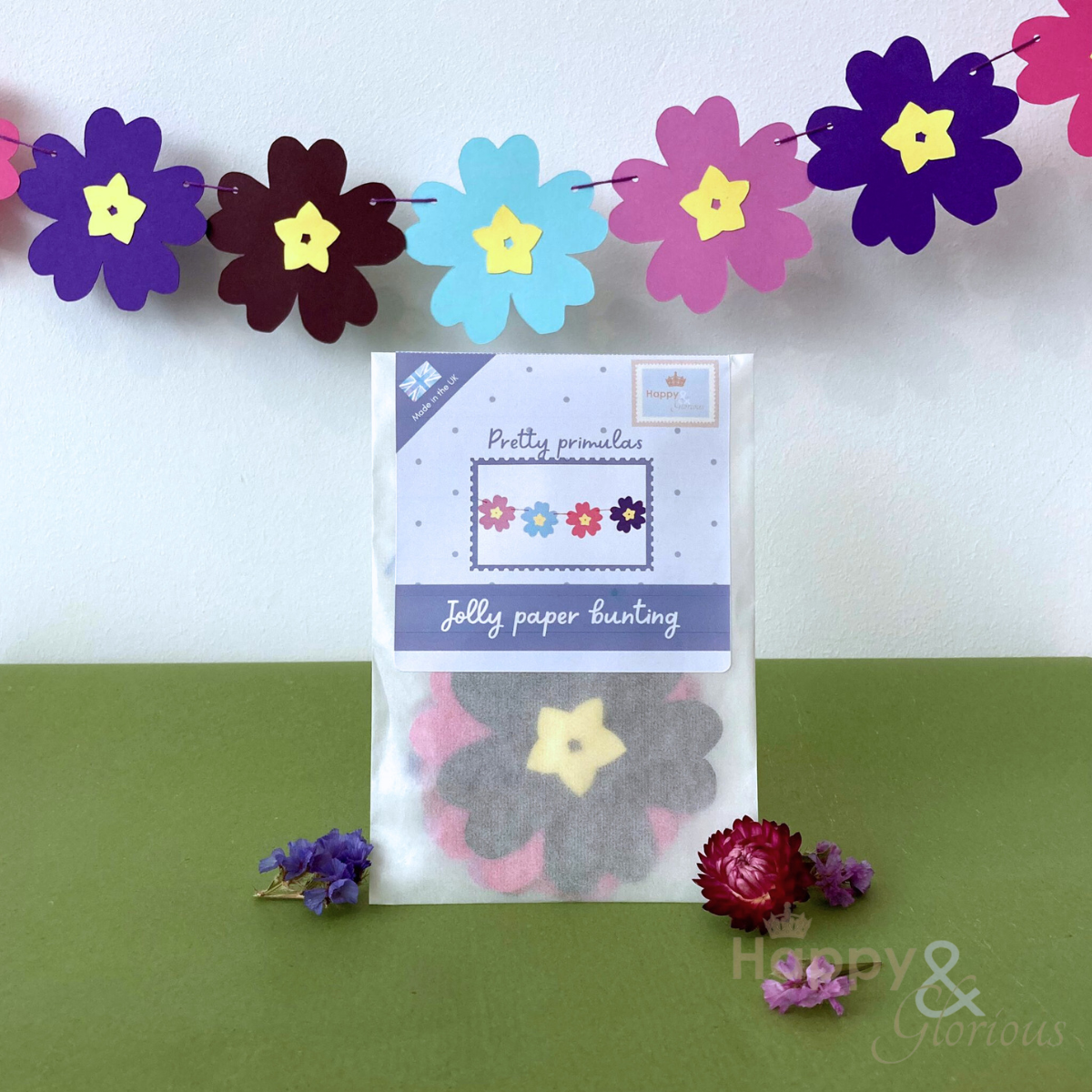 Jolly paper bunting - Pretty primulas