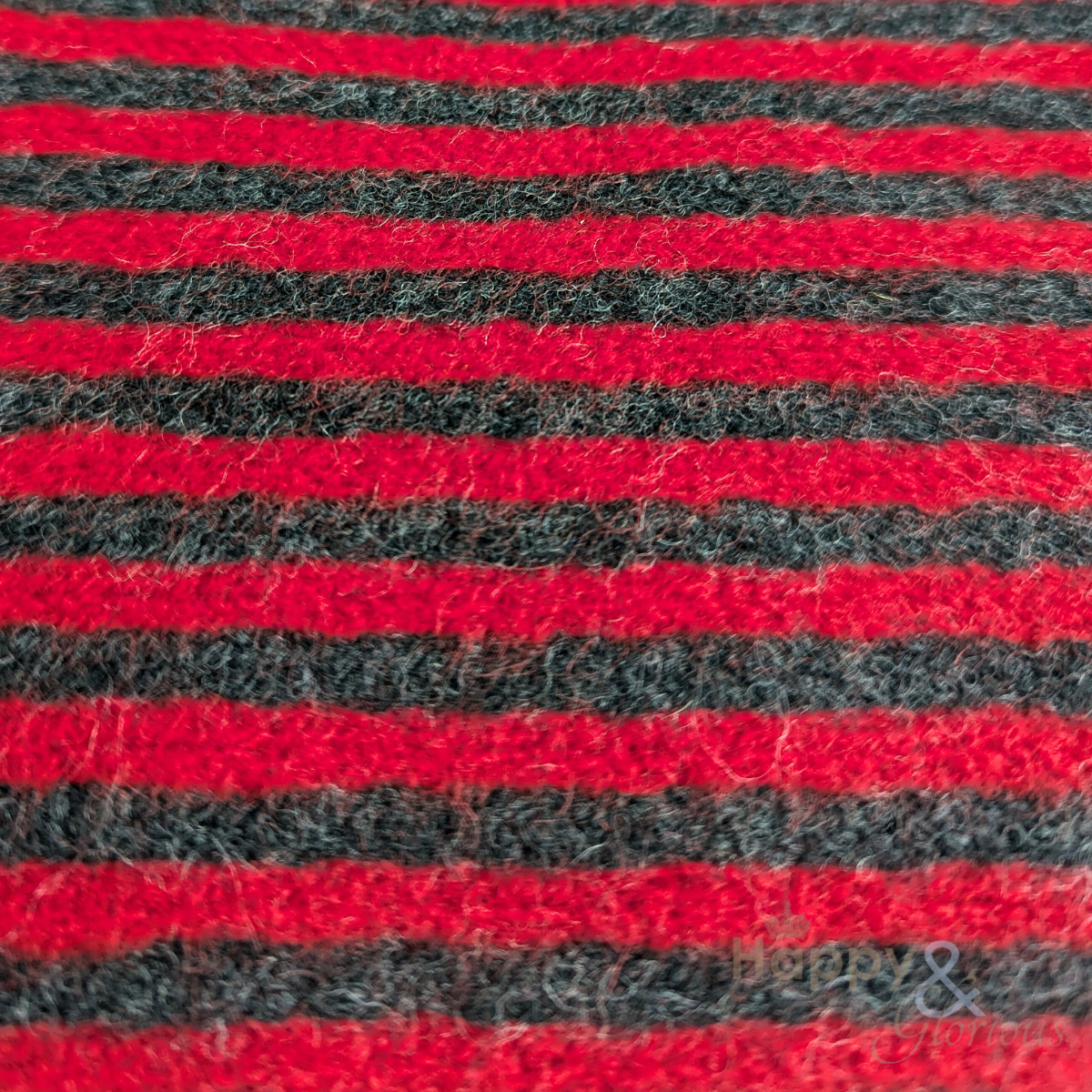 Red & grey stripe felted merino wool scarf