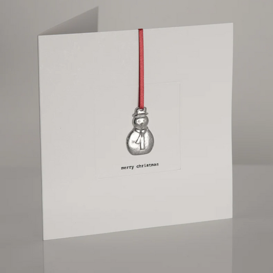 Pewter snowman keepsake Christmas card