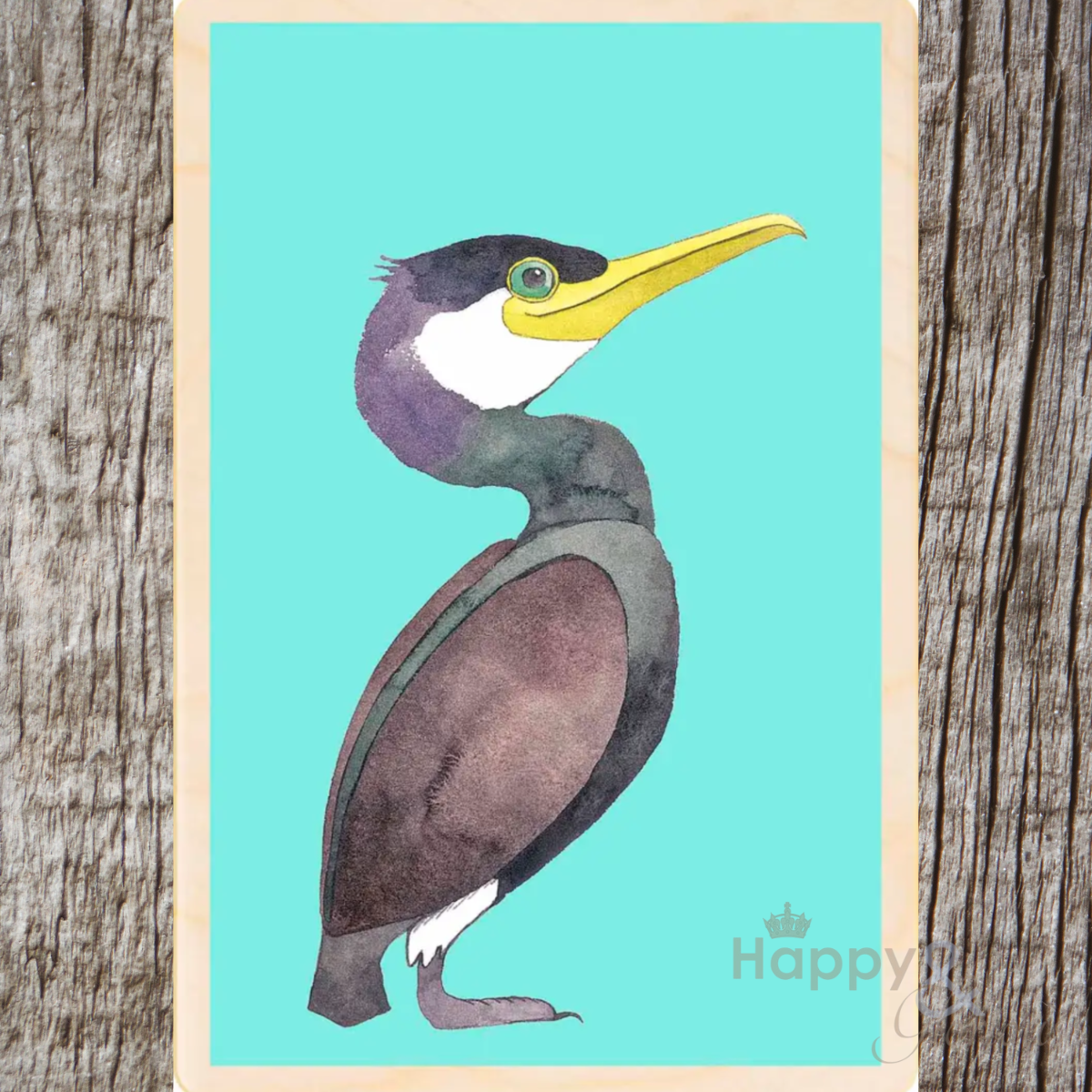 Wooden bird postcard by Matt Sewell