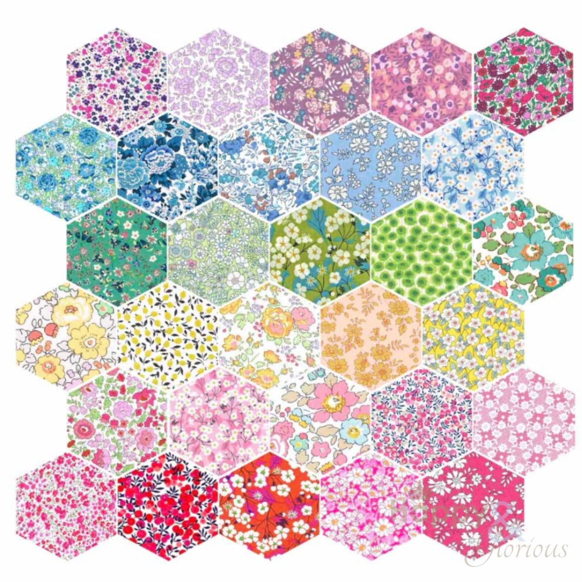 Pack of 30 Liberty fabric hexagons