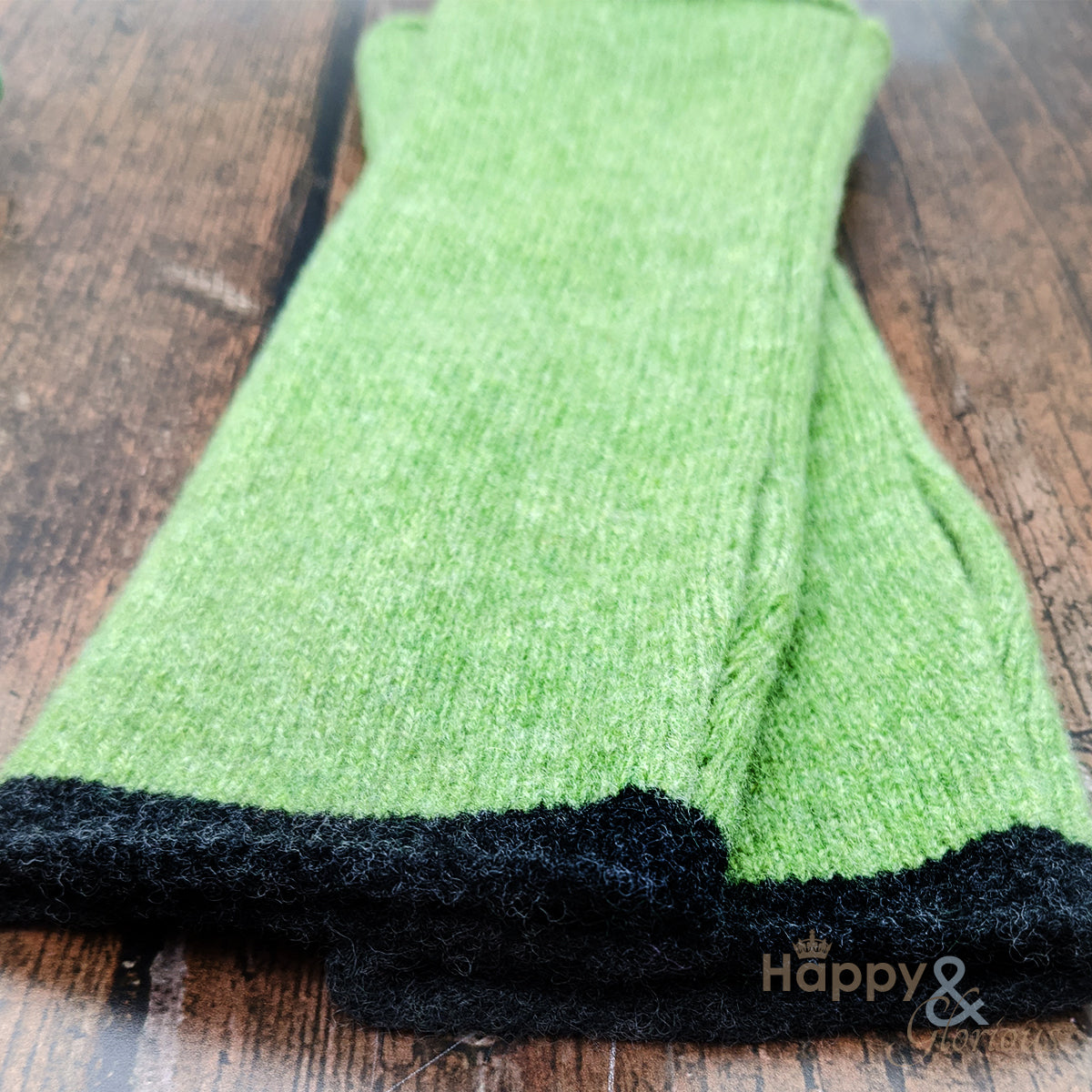 Light green felted merino wool wristwarmer gloves