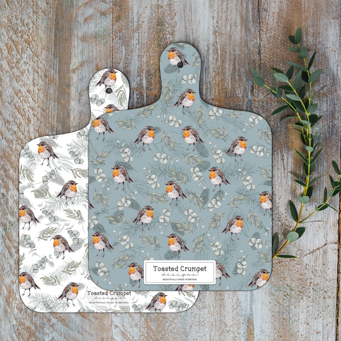 Robin & eucalyptus reversible mini chopping board