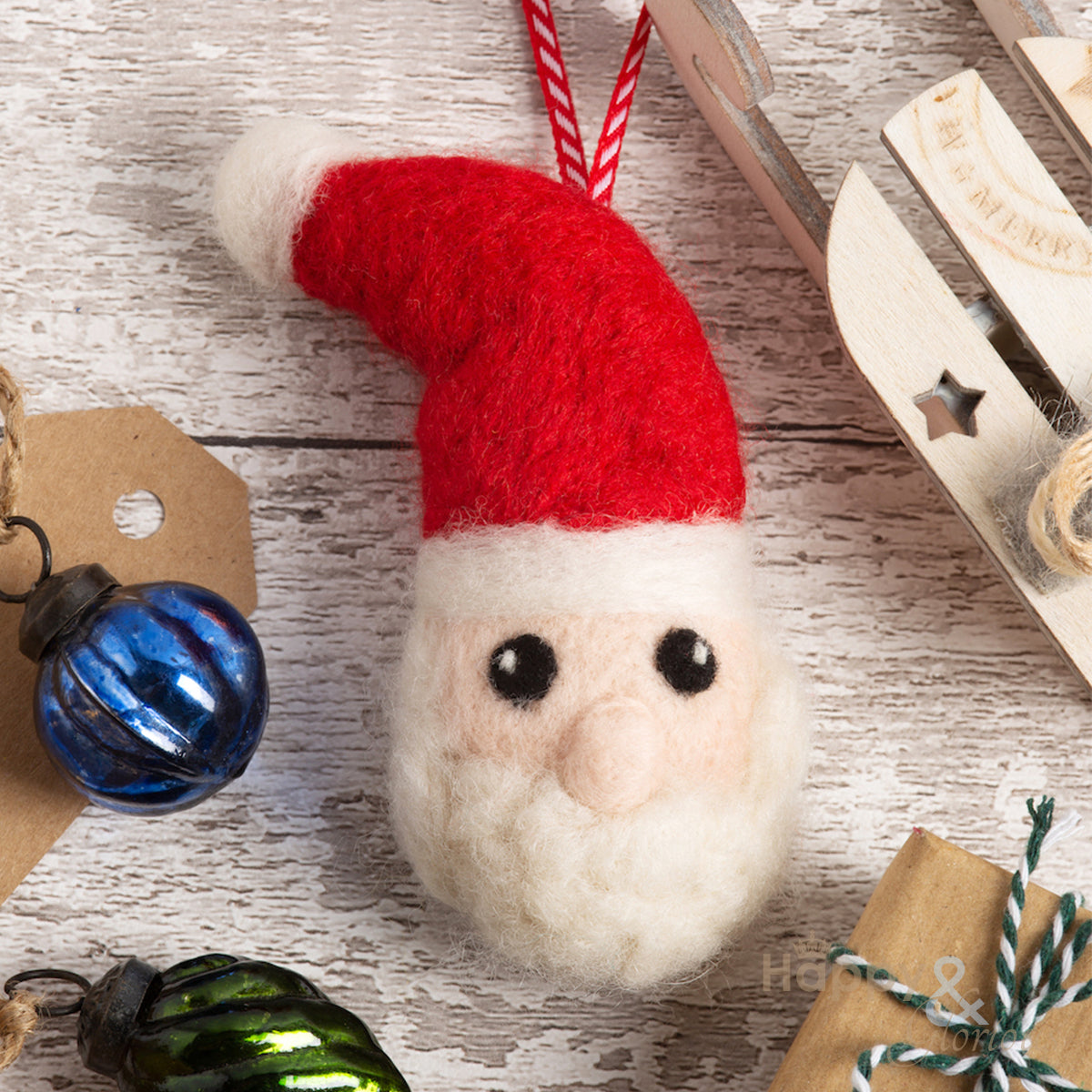 Mini Santa bauble needle felting craft kit