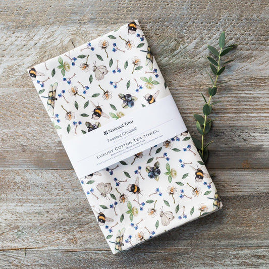 Wild flowers & bees luxury cotton tea towel