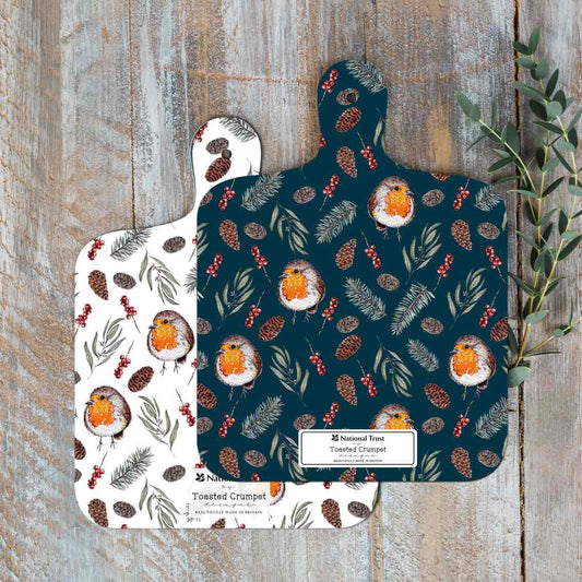 Winter robins reversible mini chopping board