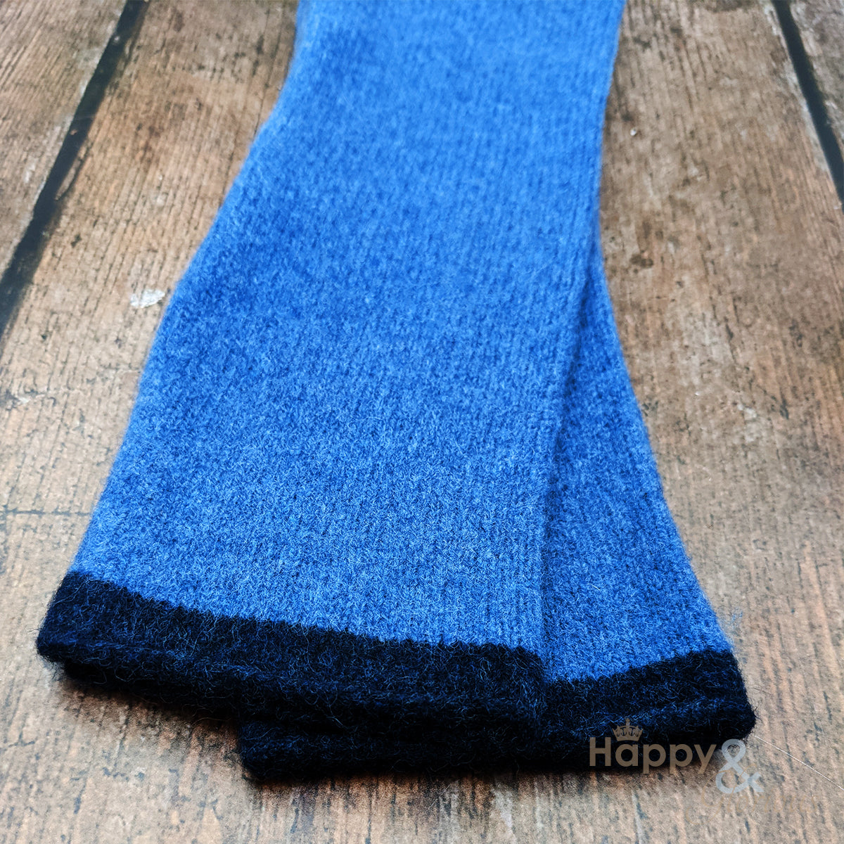 Denim blue felted merino wool wristwarmer gloves