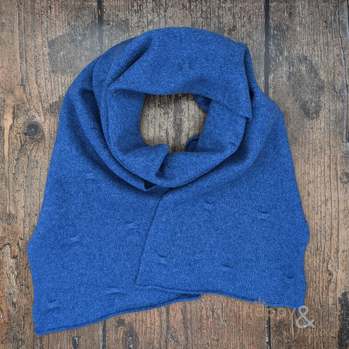 Denim blue felted merino wool scarf