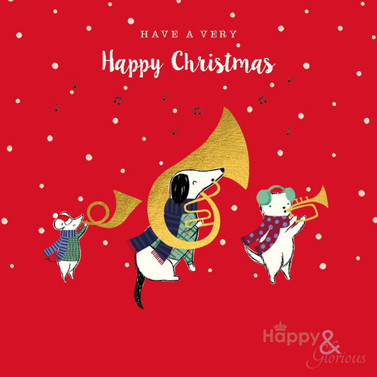 Dachshund band charity Christmas cards - pack of six