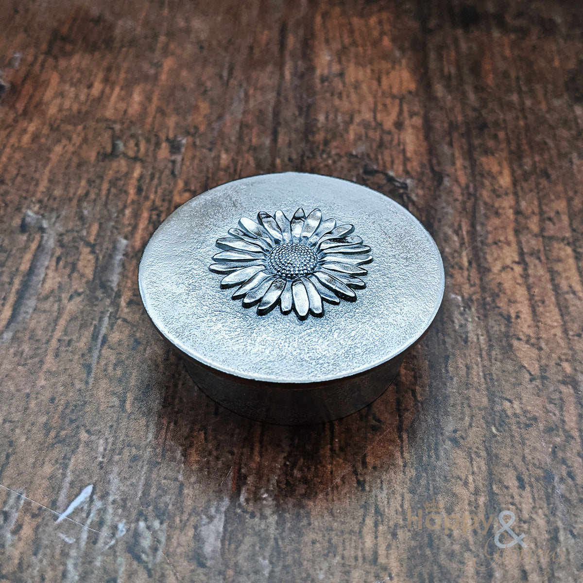 Pewter daisy small jewellery & trinket box by Lancaster & Gibbings