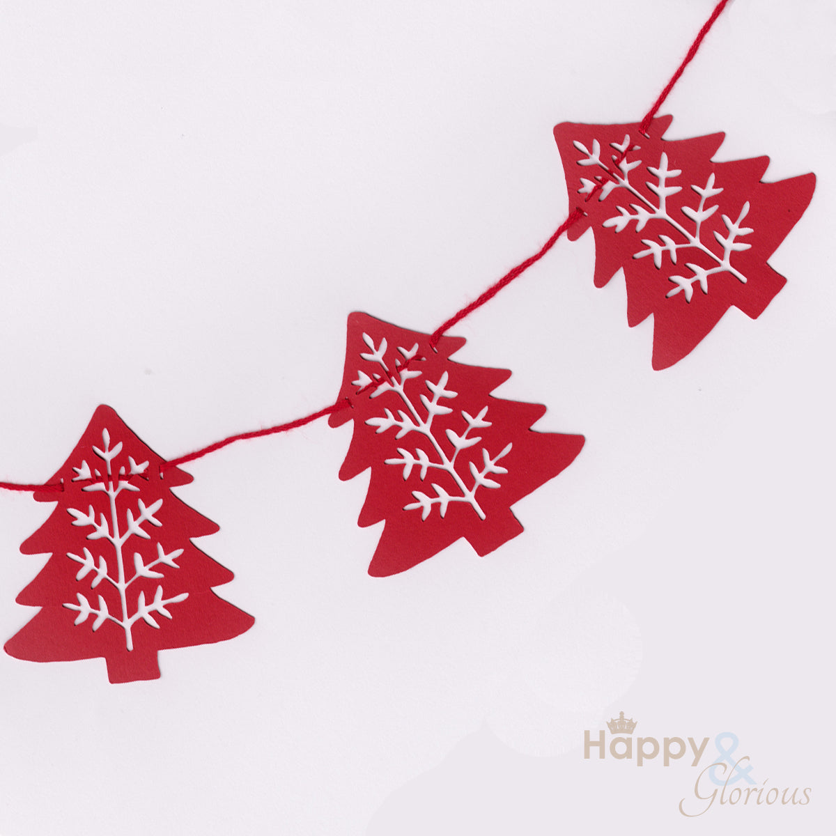 Jolly paper bunting - red Nordic trees