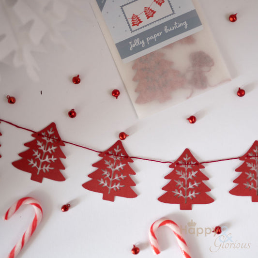 Jolly paper bunting - red Nordic trees