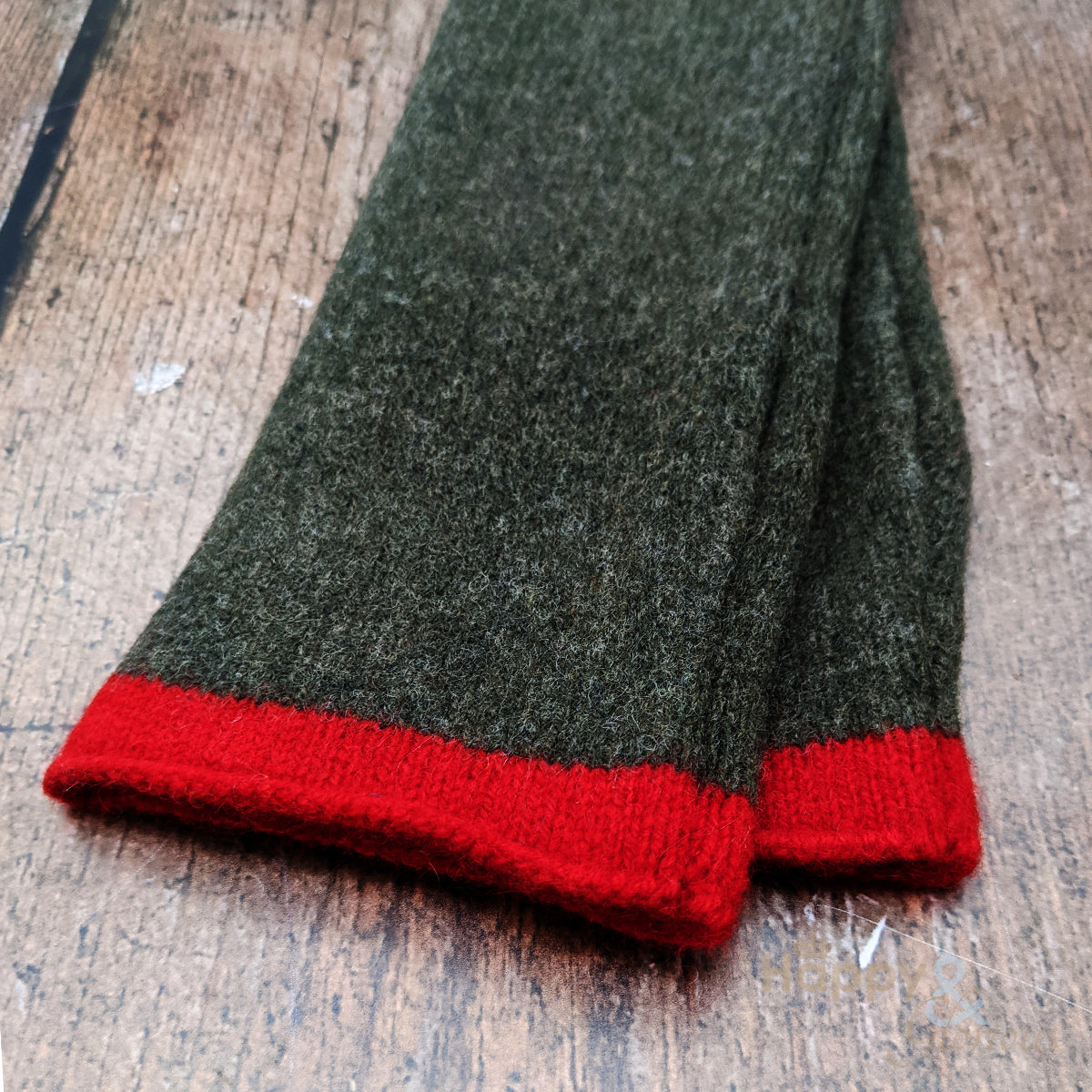 Olive green felted merino wool wristwarmer gloves